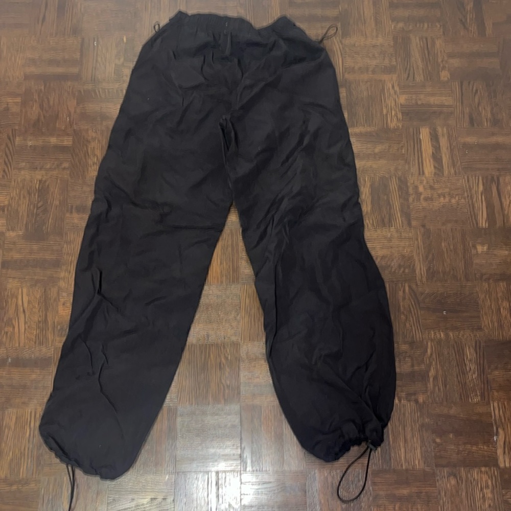 Black parachute pants